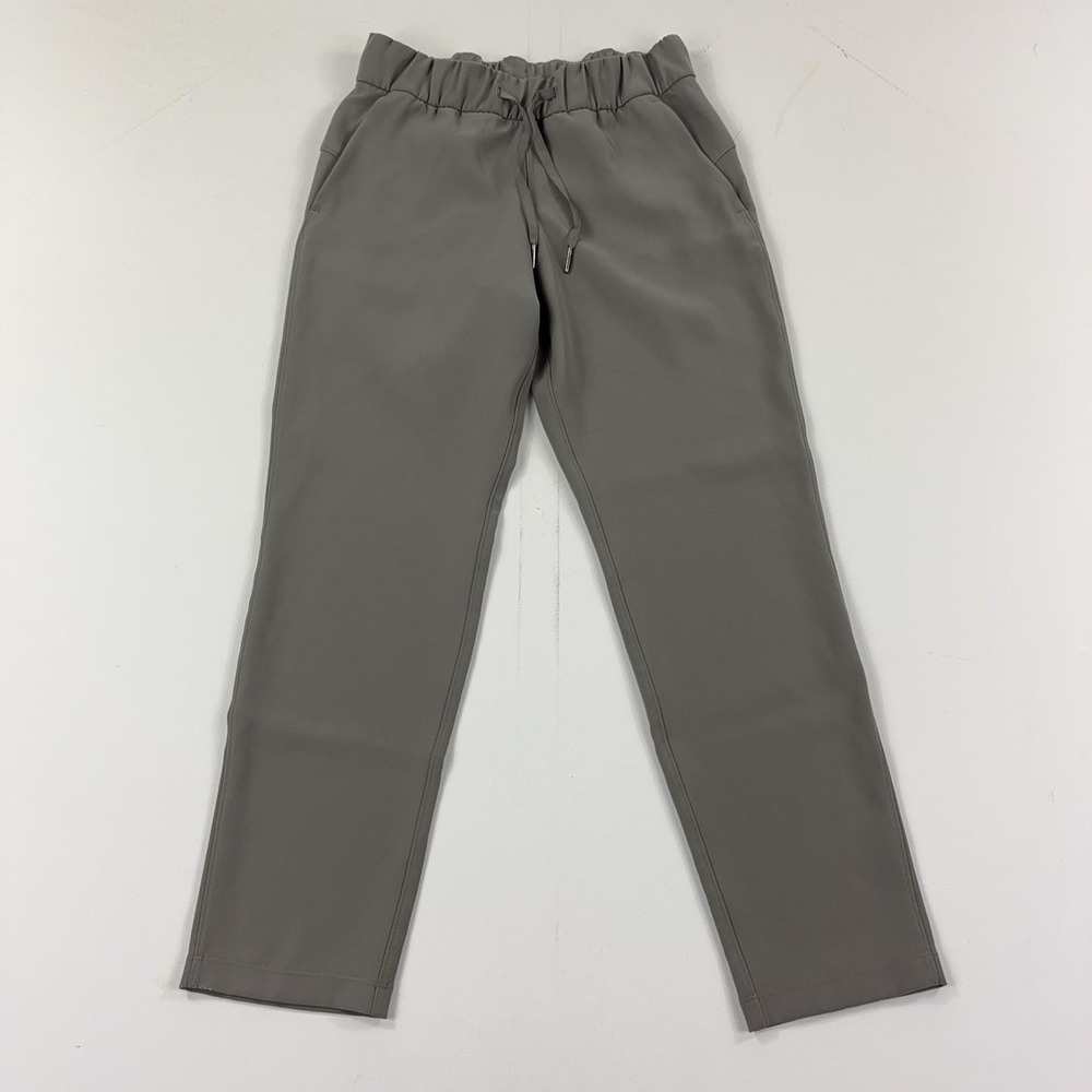 Lululemon On The Fly 7/8 Pants Womens 4 Grey Sage Luxtreme Drawstring 26"